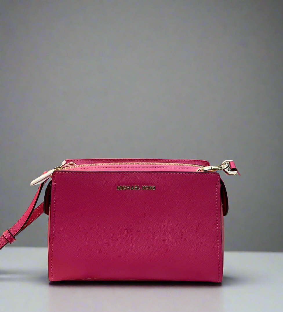 Michael Kors LESLIE MESSENGER BAG - ELECTRIC PINK ( FUSCHIA COLOR )