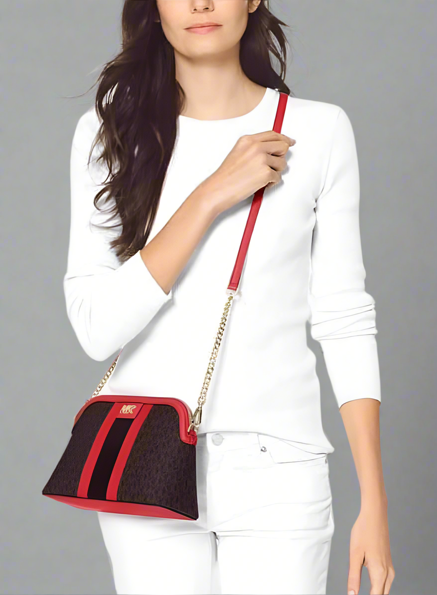 MICHAEL KORS DOME LOGO ONLINE STRIPE CROSSBODY