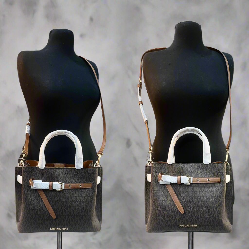 MICHAEL KORS EMILIA SMALL LOGO SATCHEL -  BROWN