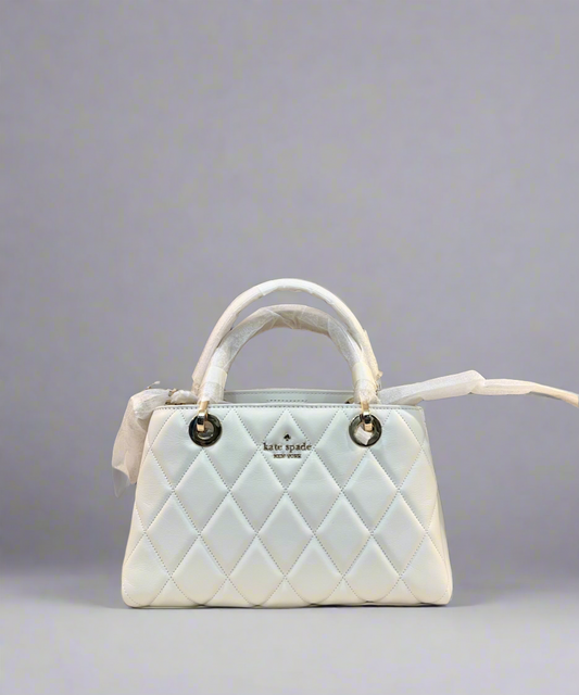 KATE SPADE CAREY SMOOTH QUILTED SULLIVAN SATCHEL CROSSBODY - MERINGUE COLOR