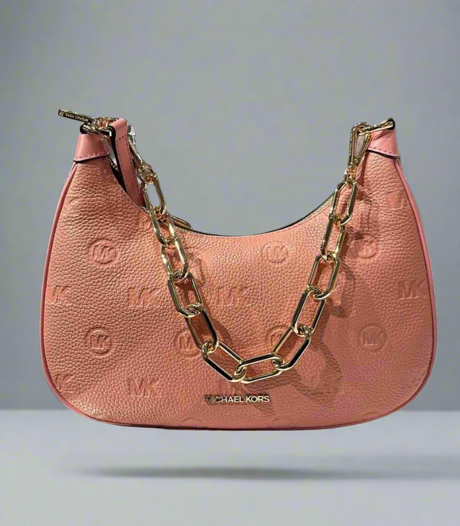 MICHAEL KORS CORA LARGE LEATHER ZIP POUCHETTE - PRIMROSE