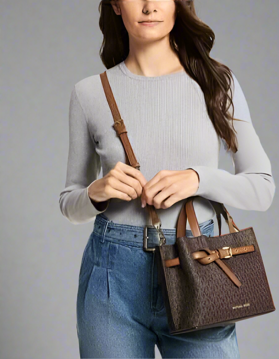 MICHAEL KORS EMILIA SMALL LOGO SATCHEL -  BROWN