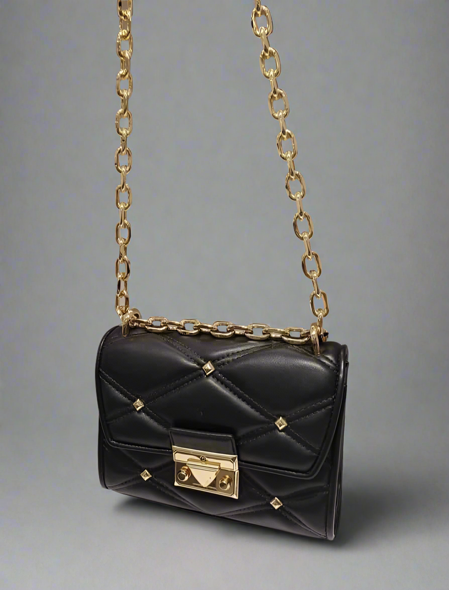 MICHAEL KORS SERENA FLAP VEGAN QUILTED CROSSBODY SMALL - BLACK