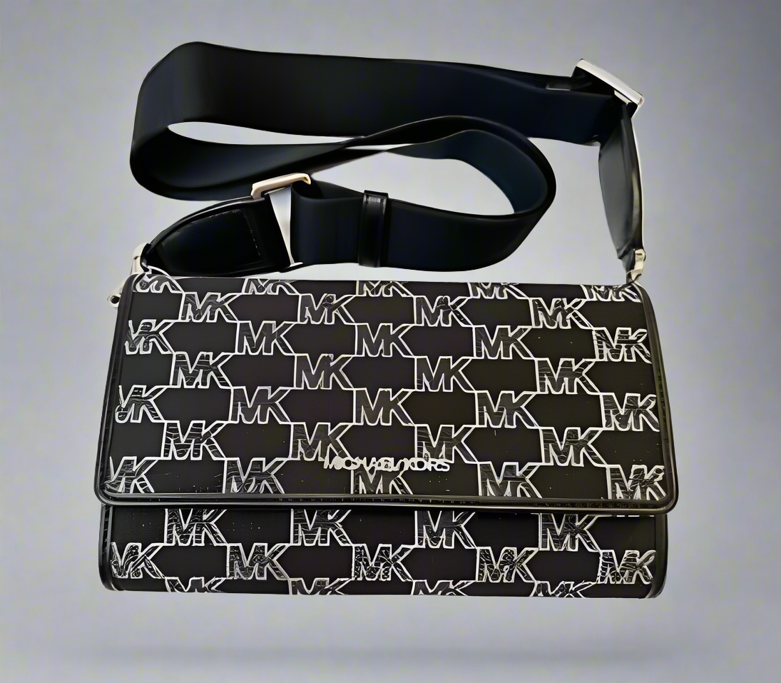 MICHAEL KORS JET SET ITEM ZIP AROUND CROSSBODY WALLET - HANDBAG - BLACK MULTI