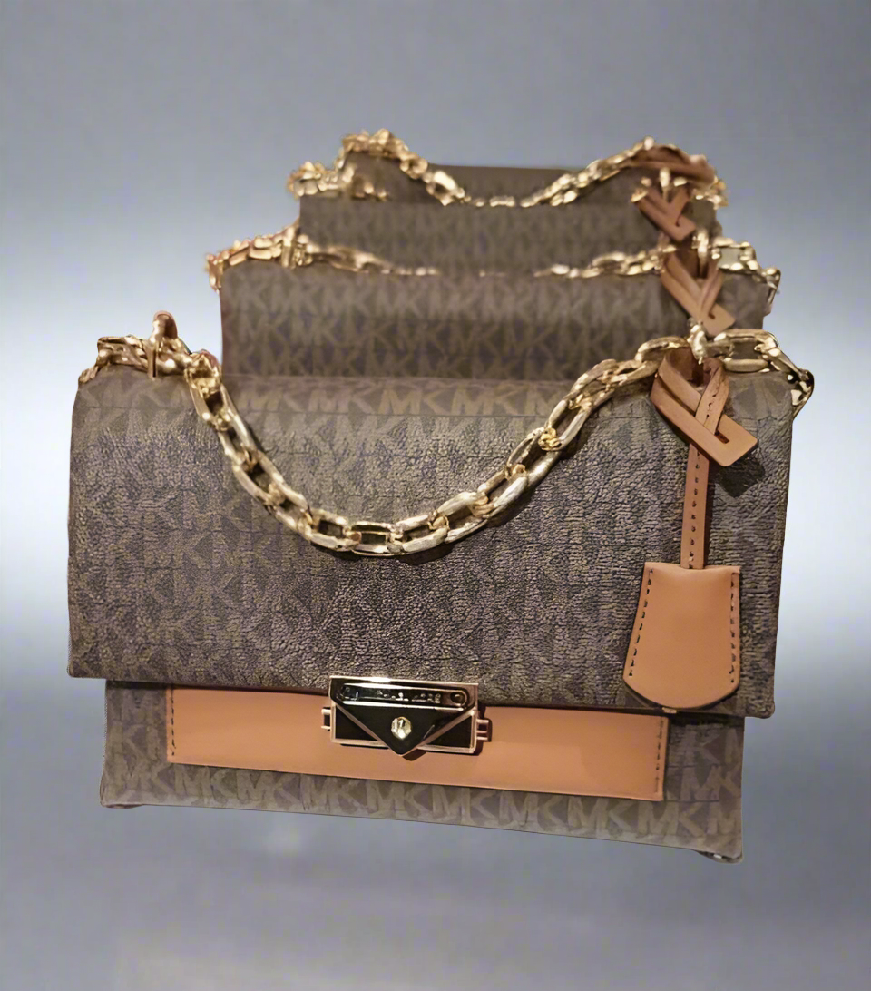 MICHAEL KORS CECE MEDIUM FLAP SIGNATURE BROWN