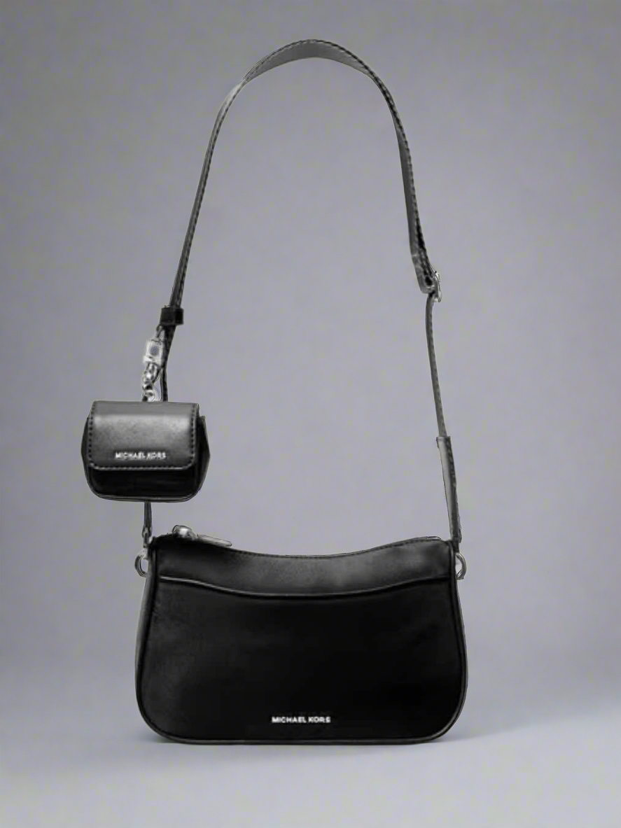 MICHAEL KORS MEDIUM JET SET CROSSBODY BAG WITH APPLE CASE - BLACK