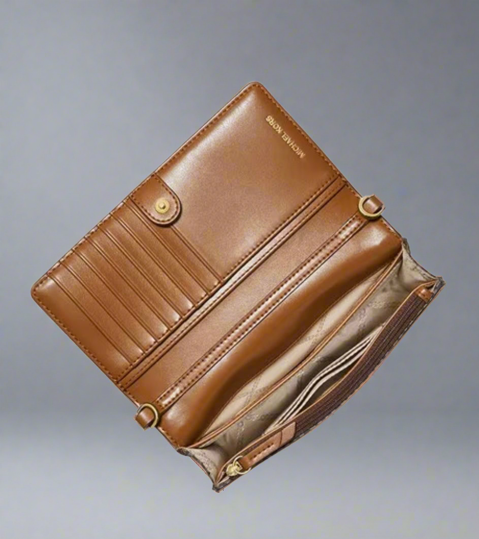 Michael Kors Jet Set Small Logo Print Woven Smartphone Crossbody Bag ( BOUTIQUE )