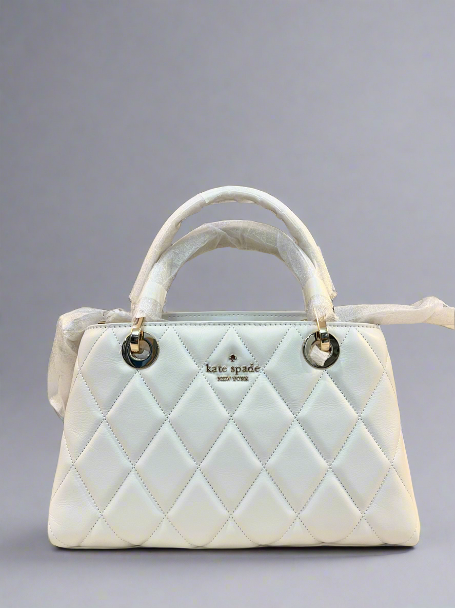 KATE SPADE CAREY SMOOTH QUILTED SULLIVAN SATCHEL CROSSBODY - MERINGUE COLOR