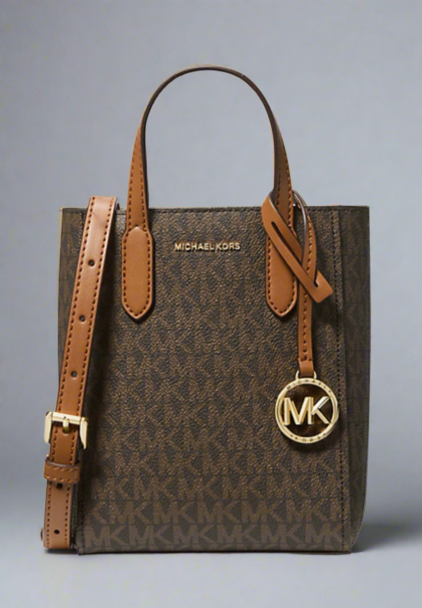 MICHAEL KORS SINCLAIR XS SIGNATURE LOGO CROSSBODY BAG - BROWN/ACORN ( RETAIL ITEM ) NO DUSTBAG/NO PAPERBAG