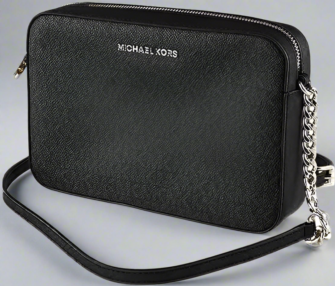 MICHAEL KORS EW JET SET CAMERA BAG MONOGRAM BLACK GREY - PVC LEATHER ( BOUTIQUE )