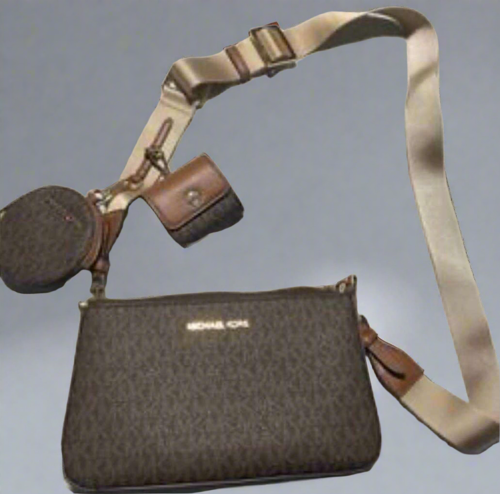 MICHAEL KORS JET SET LOGO CROSSBODY BAG WITH ATTACH - BROWN