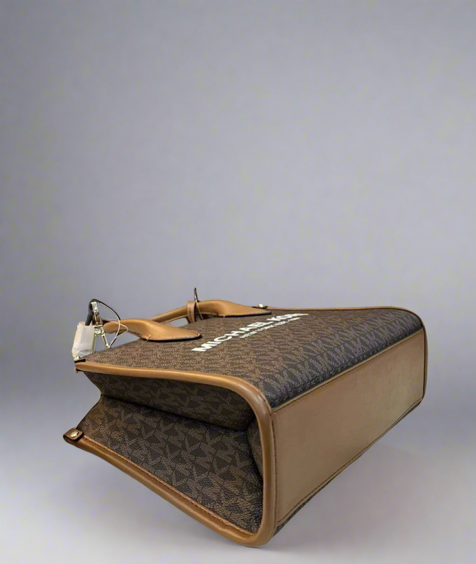 MICHAEL KORS MIRELLA SMALL SHOPPER TOP ZIP CROSSBODY BAG - BROWN/ACORN