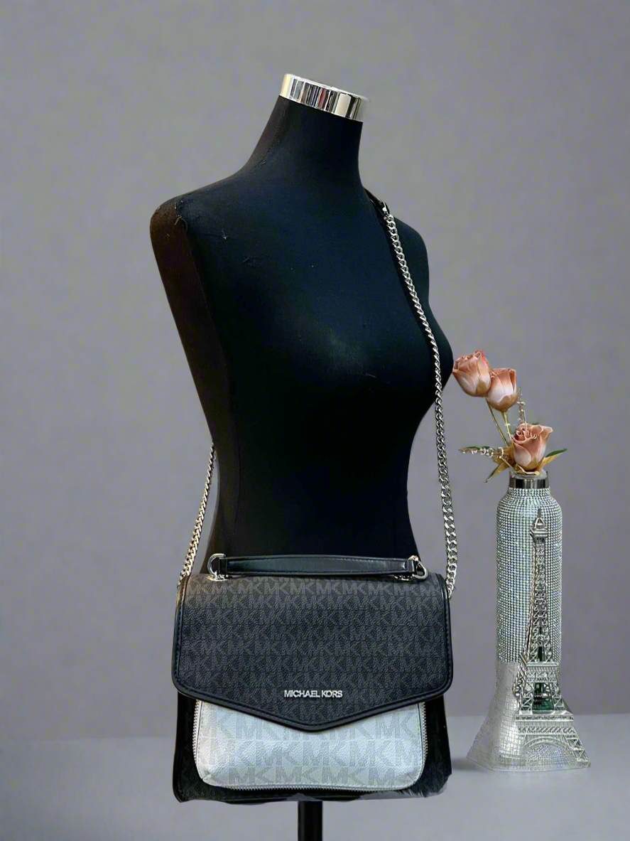 MICHAEL KORS REGINA MEDIUM FLAP SHOULDER BAG - BLACK MULTI