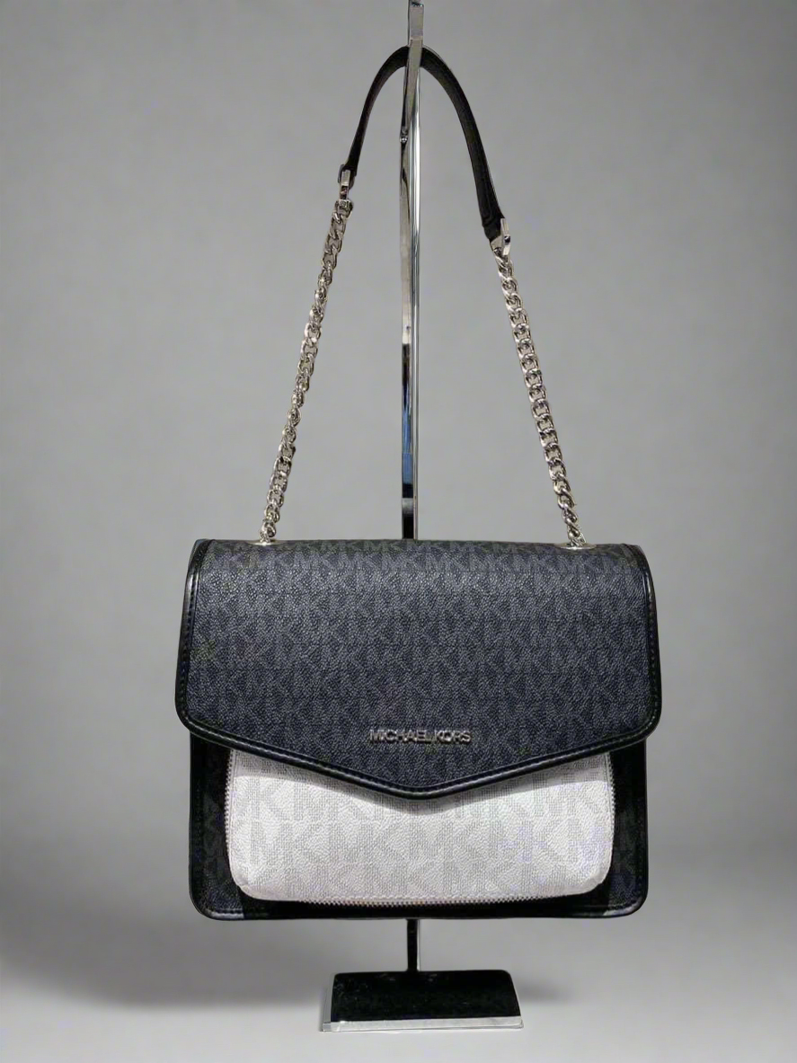 MICHAEL KORS REGINA MEDIUM FLAP SHOULDER BAG - BLACK MULTI