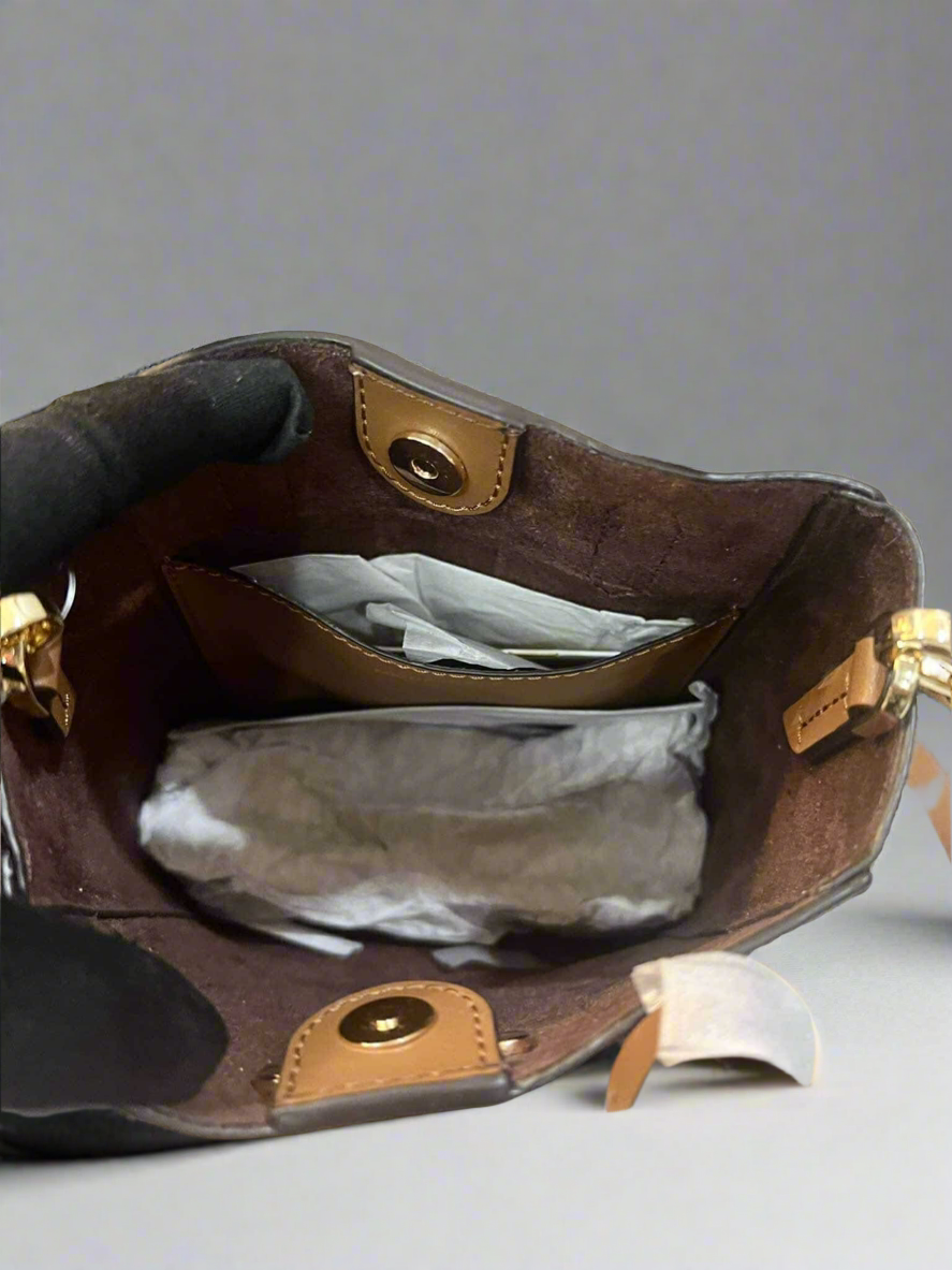 MICHAEL KORS SINCLAIR XS SIGNATURE LOGO CROSSBODY BAG - BROWN/ACORN ( RETAIL ITEM ) NO DUSTBAG/NO PAPERBAG