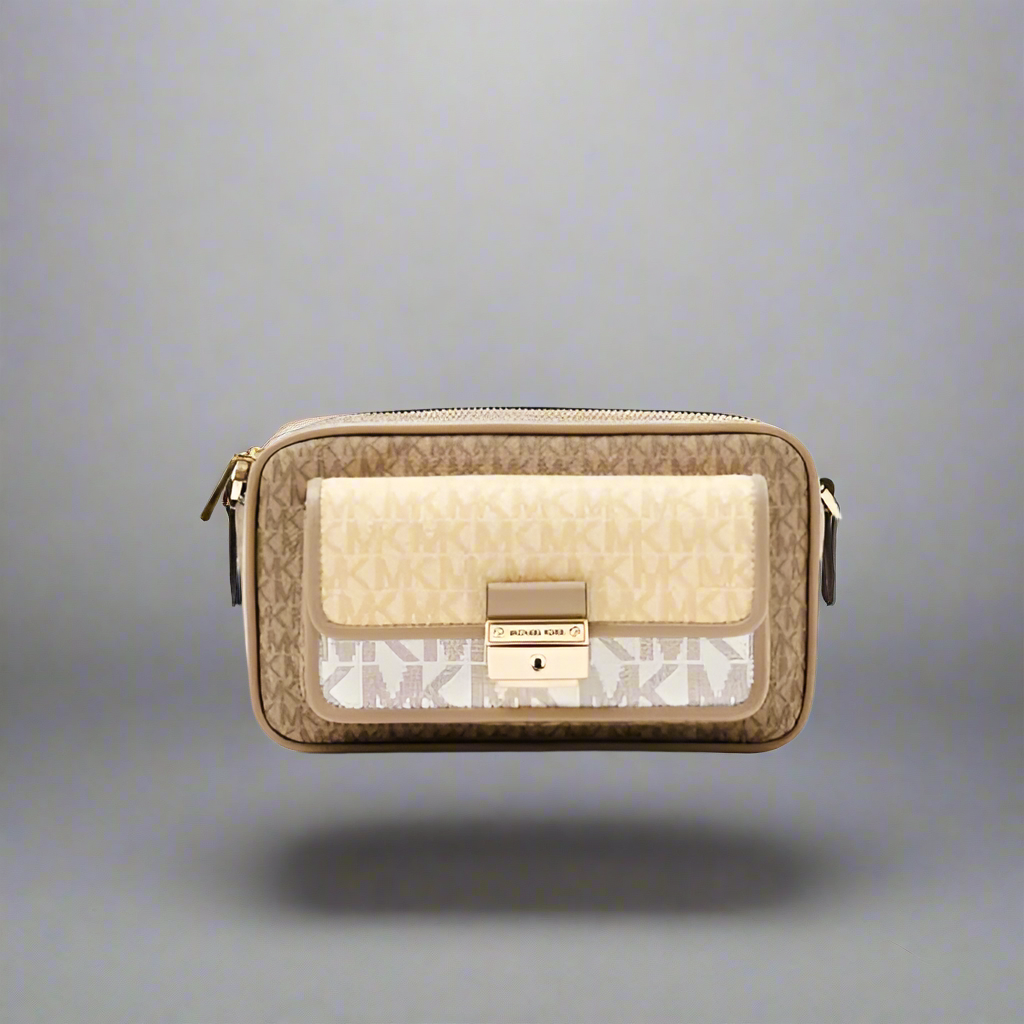 MICHAEL KORS SIGNATURE BRADSHAW CAMERA CROSSBODY BAG -  MULTI GOLD FLAP