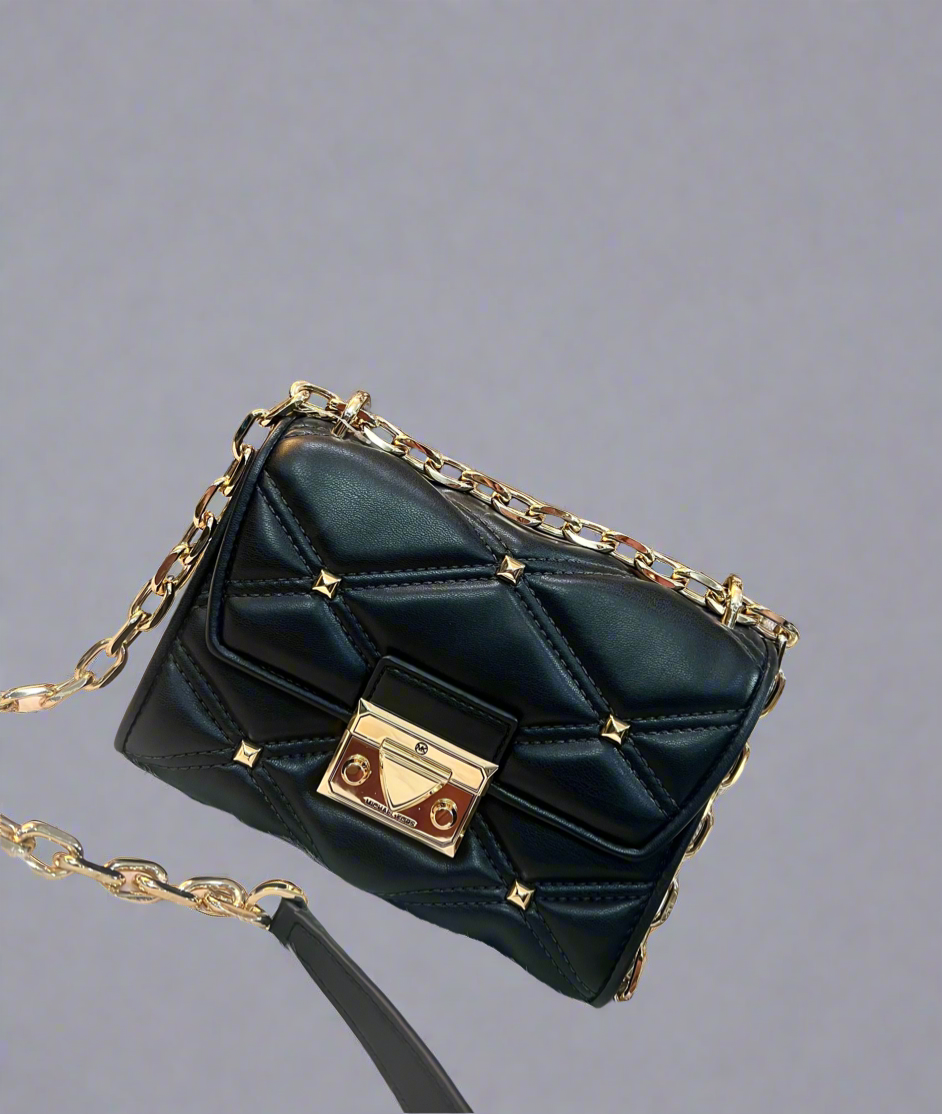 MICHAEL KORS SERENA FLAP VEGAN QUILTED CROSSBODY SMALL - BLACK