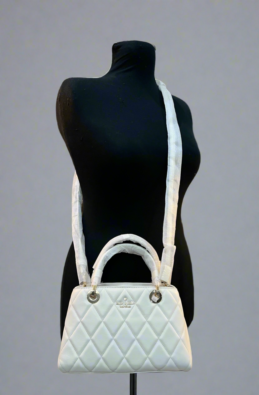 KATE SPADE CAREY SMOOTH QUILTED SULLIVAN SATCHEL CROSSBODY - MERINGUE COLOR